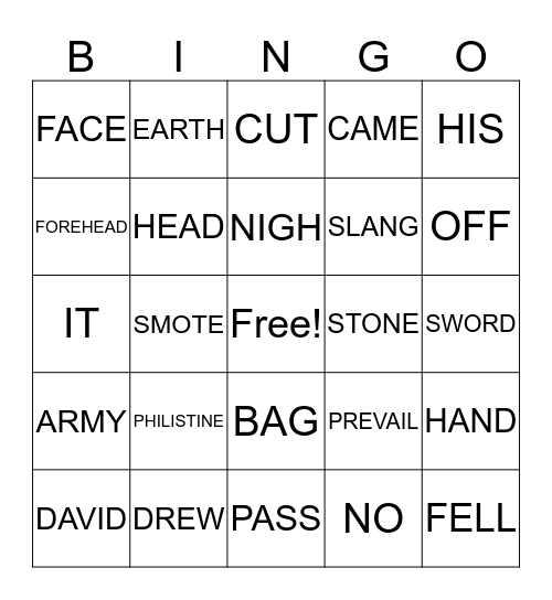 DAVID & GOLIATH Bingo Card