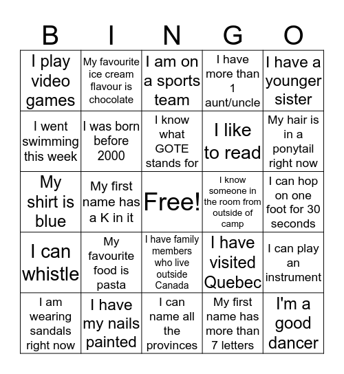 Bingo Game Description