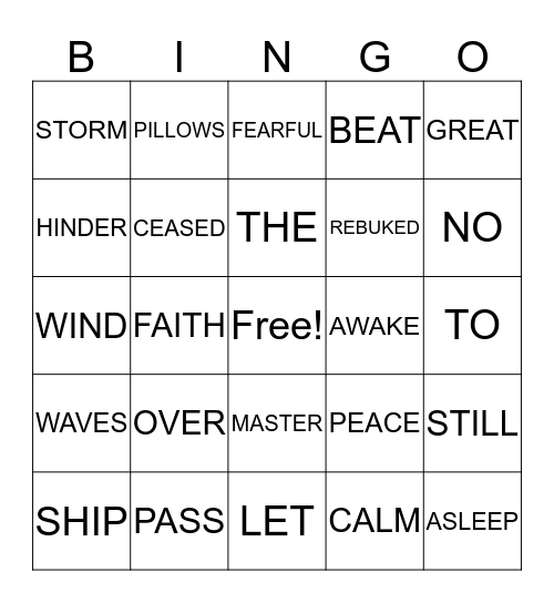 JESUS CALMS THE STORM Bingo Card