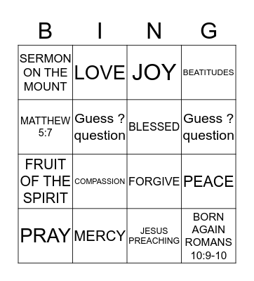 THE PRAYER OF FAITH Bingo Card