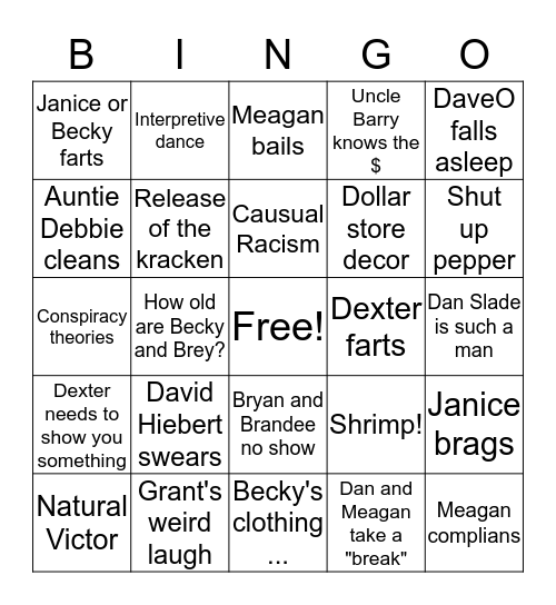 Aint no party like a Hiebert party Bingo Card