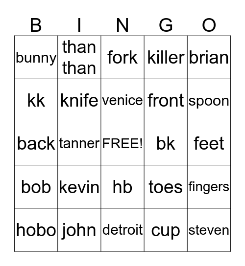 bkvj Bingo Card