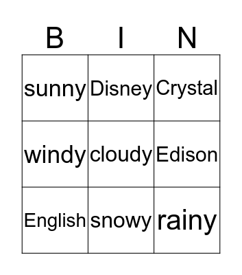 1 Bingo Card