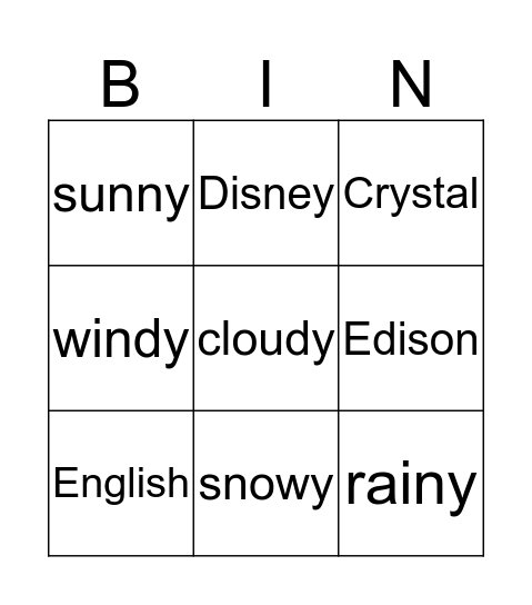 1 Bingo Card