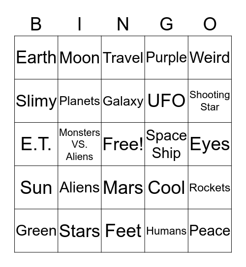 Outta This World Bingo Card