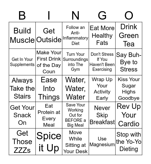 SPEED UP YOUR METABOLISM Bingo Card