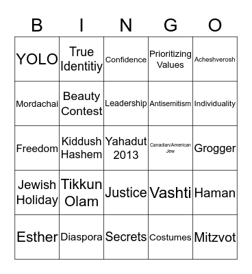A Jewish Leader in a Secular World Bingo Card