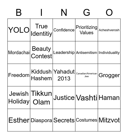A Jewish Leader in a Secular World Bingo Card