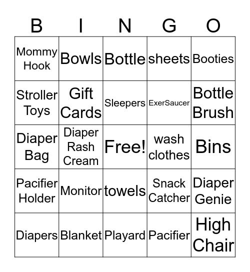 Bell Baby Shower  Bingo Card