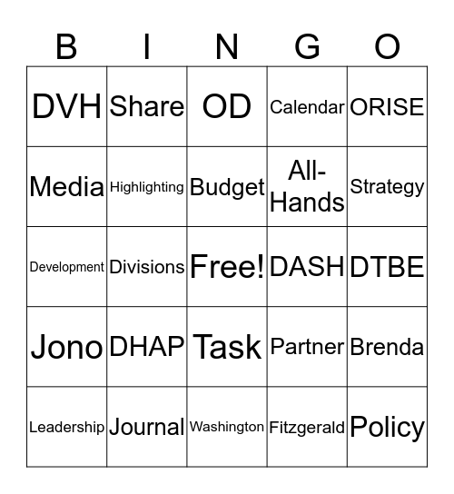 OPPP BINGO Card