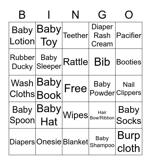Emilia Grace Baby Bingo Card