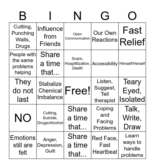 Therapy Bingo Bingo Card