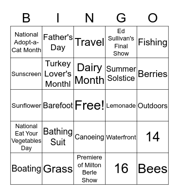 All Things June Bingo Card