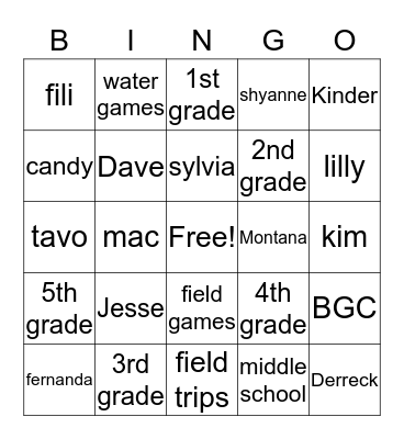 BCG BINGO Card