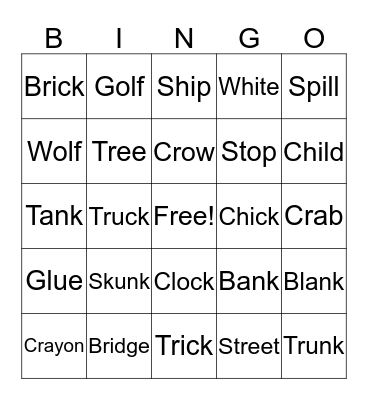 Chunks and Blends Bingo Card