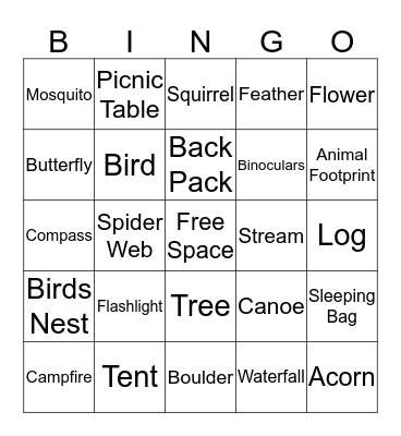 Outdoor Adventure Bingo Card