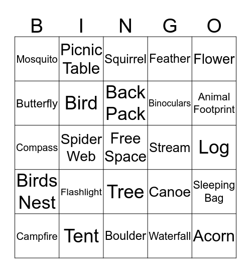 Outdoor Adventure Bingo Card