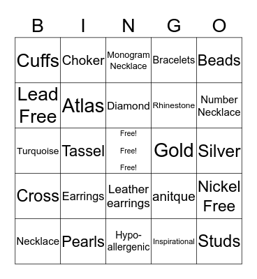 Bling and Blessings Bingo Card