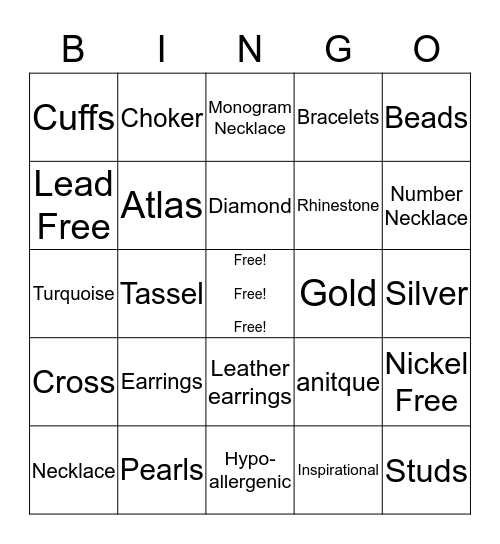 Bling and Blessings Bingo Card