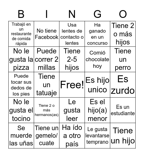 Concurso de bingo en español