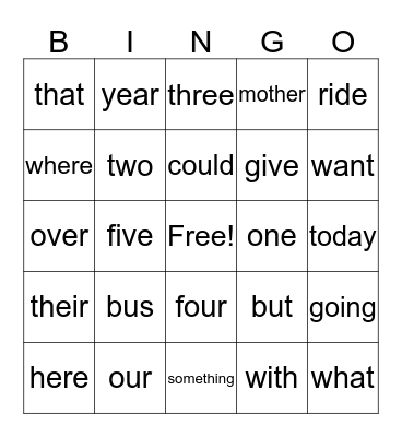 Sight Words (3) Bingo Card