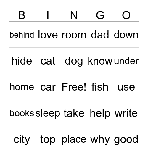 Sight Words (4) Bingo Card