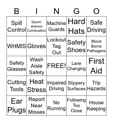 Safety Bingo Card