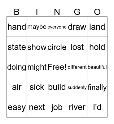 Sight Words (8) Bingo Card