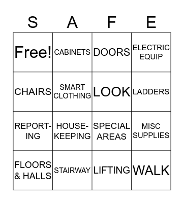 SAFETY TRAINING Bingo Card