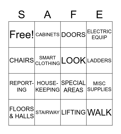 SAFETY TRAINING Bingo Card