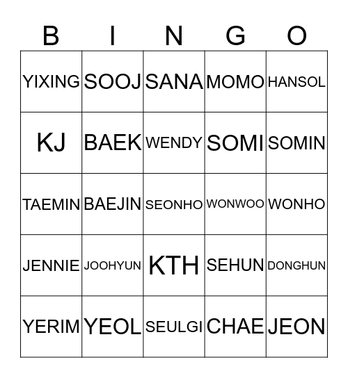 JAESUK! Bingo Card