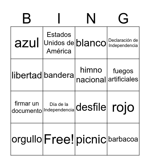 國慶日 Bingo Card