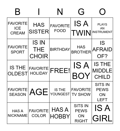 BIRTHDAY GET TO KNOW YOU BINGO Card