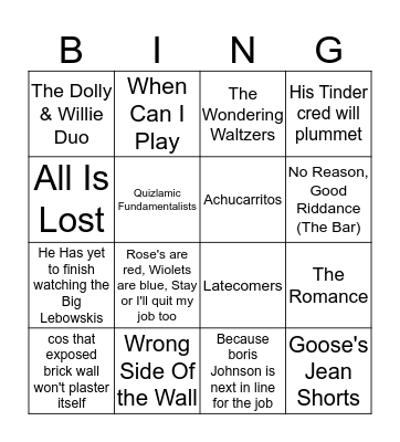 Jukebox Bingo  Bingo Card