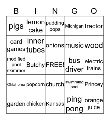 Dohrmann Family Bingo  Bingo Card