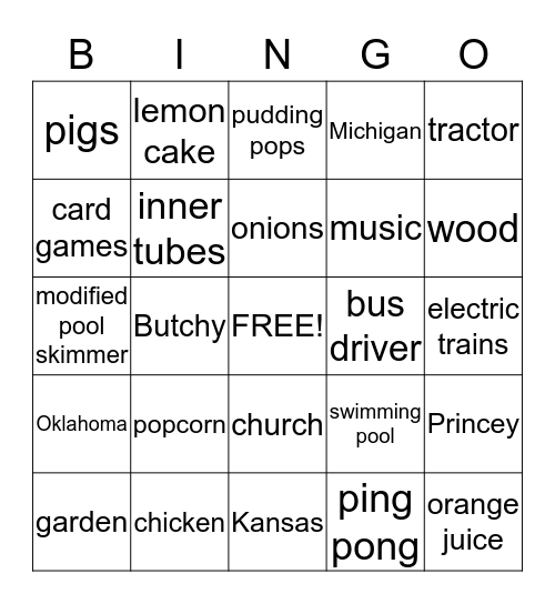 Dohrmann Family Bingo  Bingo Card