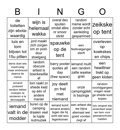 dikke nja dour bingo Card