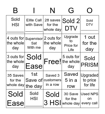 Saves Bingo Card