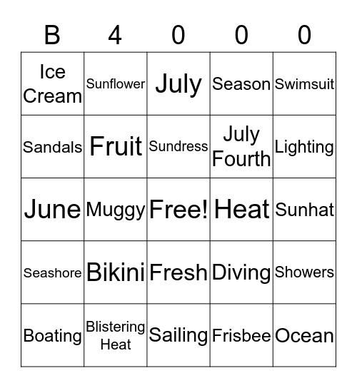 Summer Jam Bingo Card