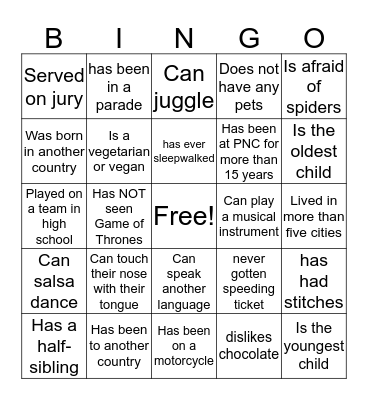 Untitled Bingo Card