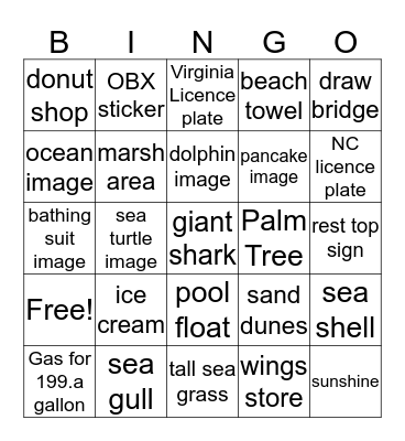 Girls Beach Weekend Bingo Card