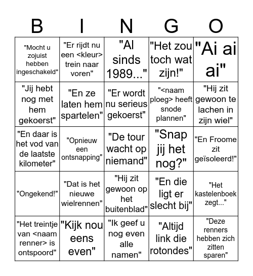 Dijkstra/Ducrot Tourbingo  Bingo Card