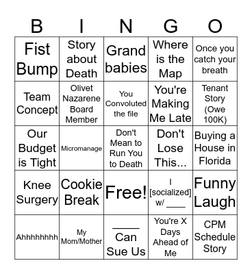 Work Bingo Card