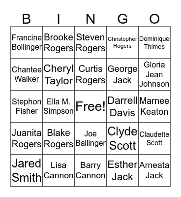 LHTC Family Reunion 2017 Bingo Card