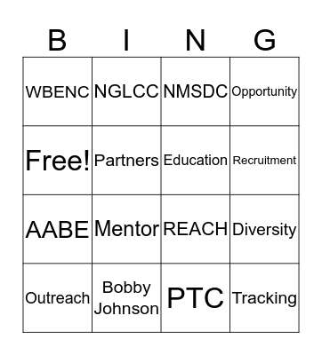 Supplier Diversity Bingo Card