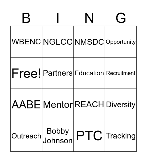 Supplier Diversity Bingo Card