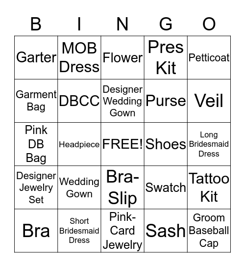 Wedding Consultant Bingo Card