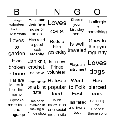 FIND SOMEONE WHO... Bingo Card