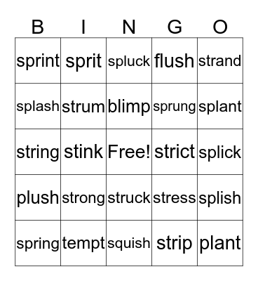 2.3 Three-Letter Blends Bingo Card