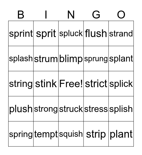 2.3 Three-Letter Blends Bingo Card